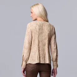 Women's Simply Vera Vera Wang Pleated Splitneck Top -Hot Sale Adult Shop 5810998 ALT