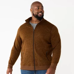 Big & Tall Sonoma Goods For Life® Full-Zip Fleece Sweater -Hot Sale Adult Shop 5830782 Brown