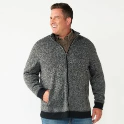 Big & Tall Sonoma Goods For Life® Full-Zip Fleece Sweater -Hot Sale Adult Shop 5830782 Charcoal