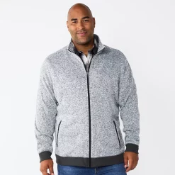 Big & Tall Sonoma Goods For Life® Full-Zip Fleece Sweater -Hot Sale Adult Shop 5830782 Light Gray