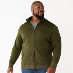 Big & Tall Sonoma Goods For Life® Full-Zip Fleece Sweater -Hot Sale Adult Shop 5830782 Olive