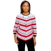 Women's Alfred Dunner Checking In Textured Chevron Asymmetrical Hem Sweater