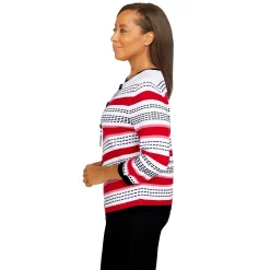 Women's Alfred Dunner Checking In Textured Chevron Asymmetrical Hem Sweater -Hot Sale Adult Shop 5865681 ALT3