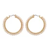 DRAPER JAMES RSVP™ Gold Tone Simulated Pearl Large Nickel Free Hoop Earrings