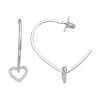 Nine West Silver Tone Heart Drop Hoop Earrings