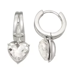 Nine West Silver Tone Heart Huggie Hoop Earrings