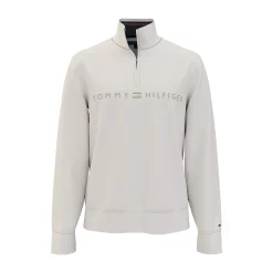 Men's Tommy Hilfiger Tonal Logo Quarter Zip Pullover -Hot Sale Adult Shop 5921591 Snow White