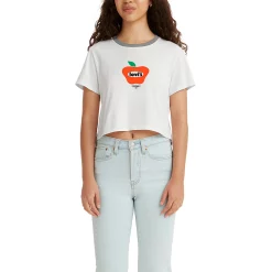 Women's Levi's® Cropped Graphic Jordie Tee -Hot Sale Adult Shop 5933568 Apple Poster White