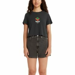 Women's Levi's® Cropped Graphic Jordie Tee -Hot Sale Adult Shop 5933568 Strawberry Black