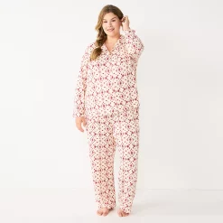 Plus Size Sonoma Goods For Life® Knit Pajama Shirt & Pajama Pants Sleep Set