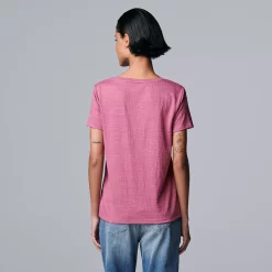 Petite Simply Vera Vera Wang Textured Short Sleeve Tee -Hot Sale Adult Shop 6037538 ALT