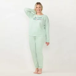 Plus Size LC Lauren Conrad Cozy Long Sleeve Pajama Top & Pajama Pants Set