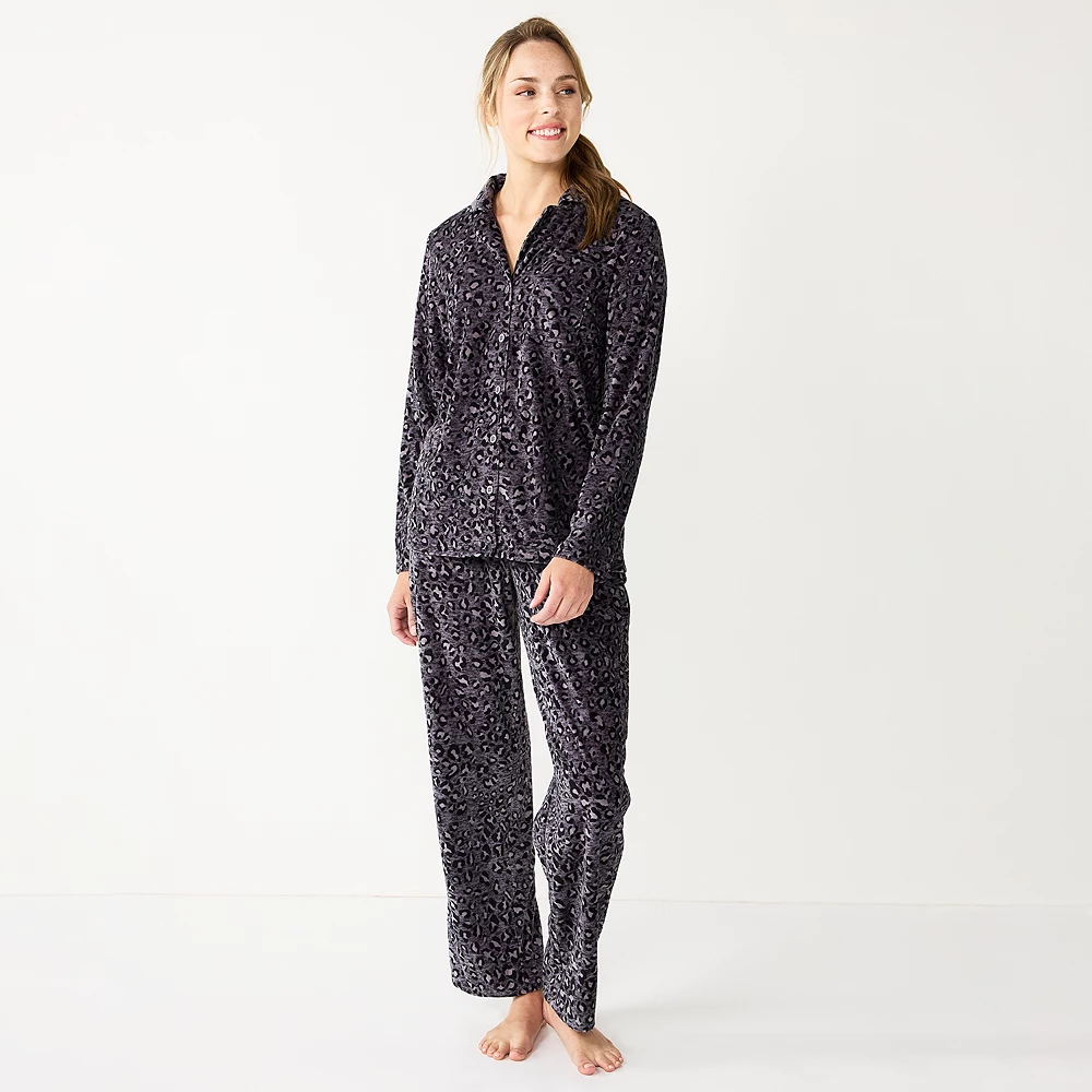 Women's Sonoma Goods For Life® Velour Pajama Shirt & Pajama Pants Sleep Set 1 Women's Sonoma Goods For Life® Velour Pajama Shirt & Pajama Pants Sleep Set