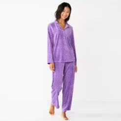 Women's Sonoma Goods For Life® Velour Pajama Shirt & Pajama Pants Sleep Set 6 Women's Sonoma Goods For Life® Velour Pajama Shirt & Pajama Pants Sleep Set -Hot Sale Adult Shop 6076017 Lilac Happy Dots