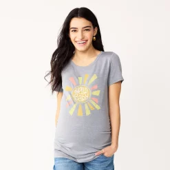 Maternity Sonoma Goods For Life® Fitted Crewneck Graphic Tee -Hot Sale Adult Shop 6120299 Grey Hello Baby