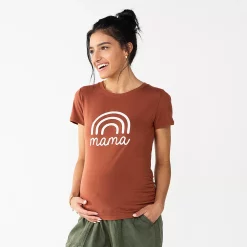 Maternity Sonoma Goods For Life® Fitted Crewneck Graphic Tee -Hot Sale Adult Shop 6120299 Mama Rainbow Brown