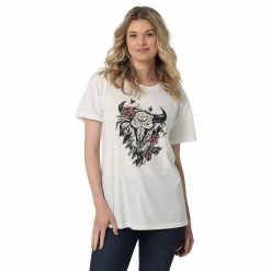 Women's Wrangler Boyfriend Graphic Tee -Hot Sale Adult Shop 6142130 Tofu Rose Longhorn