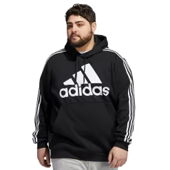 Big & Tall adidas Essential 3-Stripes Badge of Sport Hoodie -Hot Sale Adult Shop 6142597 Black White
