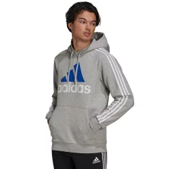 Big & Tall adidas Essential 3-Stripes Badge of Sport Hoodie -Hot Sale Adult Shop 6142597 Gray White