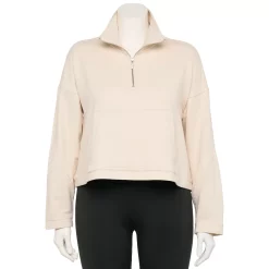 Plus Size FLX Quarter-Zip French Terry Sweatshirt -Hot Sale Adult Shop 6142623 Bisque Tan