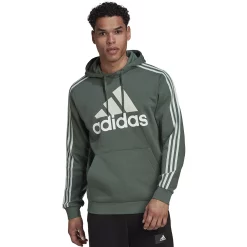 Big & Tall adidas Essential 3-Stripes Badge of Sport Hoodie -Hot Sale Adult Shop 6171344 Green Oxide