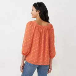 Petite LC Lauren Conrad Squareneck Peasant Top -Hot Sale Adult Shop 6171599 ALT