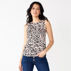 Nine West Essential Easy High-Neck Tank -Hot Sale Adult Shop 6171805 Tan Spots