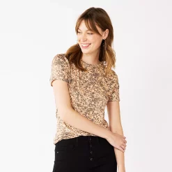 Women's Nine West Essential Crewneck Tee -Hot Sale Adult Shop 6172706 Cheetah