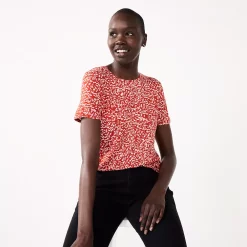 Women's Nine West Essential Crewneck Tee -Hot Sale Adult Shop 6172706 Coral Sribble