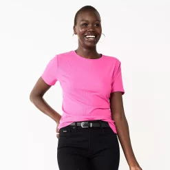 Women's Nine West Essential Crewneck Tee -Hot Sale Adult Shop 6172706 Raspberry Soda Rib