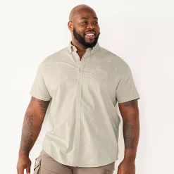 Big & Tall Sonoma Goods For Life® Poplin Button-Down Shirt -Hot Sale Adult Shop 6197017 Gray Southwest