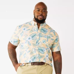 Big & Tall Sonoma Goods For Life® Poplin Button-Down Shirt -Hot Sale Adult Shop 6197017 Tropical Floral Peach